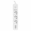 S-LINK SPG03TC, 3 Soket, Akım Korumalı Priz, 1x Type-C, 2xUSB 5V 4A, 1.5Mt %100 Bakır 1mm Kablo, 750 Joule (Beyaz)