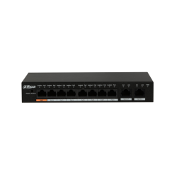 DAHUA PFS3010-8ET-96, 8 Port, MegaBit, PoE 96W, 2 Port GigaBit Uplink, Yönetilemez, Masaüstü Switch