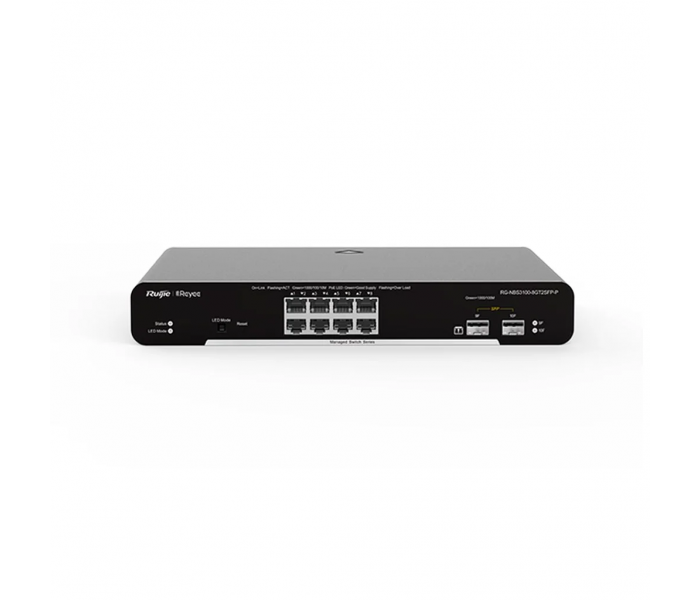 RUIJIE REYEE RG-NBS3100-8GT2SFP, 8 Port, GigaBit, 2Port SFP, L2 Yönetilebilir, Metal Kasa, Masaüstü, Switch