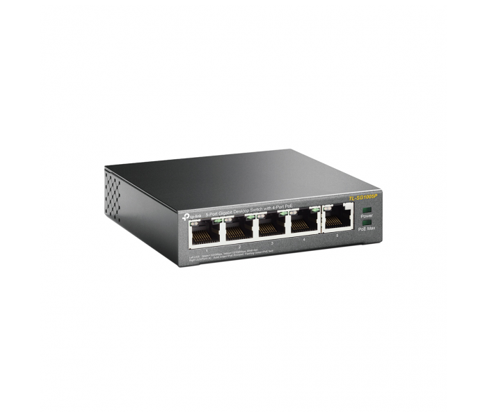 TP-LINK TL-SG1005P, 5 Port, GigaBit, 4 Port PoE 56W, Yönetilemez, Metal Kasa, Masaüstü Switch