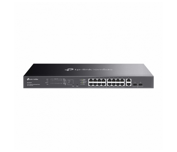 Omada ES220GMP, 16 Port Gigabit, 16 Port PoE+, 2 Port Gigabit SFP, 250W, Yönetilebilir, Rackmount Switch