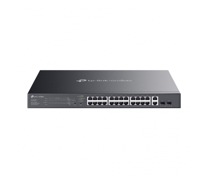 OMADA ES228GMP, 28 Port Gigabit, 24 Port Poe+,  2 Port Gigabit SFP, 384W, Yönetilebilir, Metal Kasa Rackmount Switch