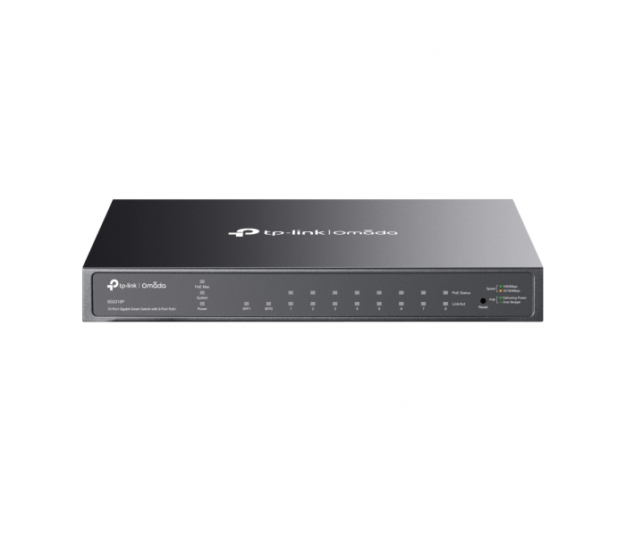 OMADA SG2210P, 8 Port Gigabit PoE+, 61W, 2Port SFP, Yönetilebilir, Metal Kasa Masaüstü/Vesa Switch