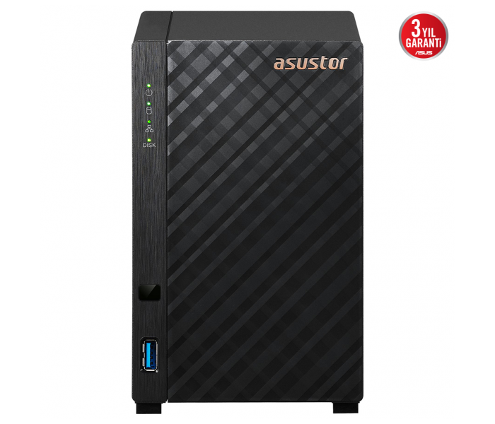 ASUSTOR AS1102TL, 1Gb DDR4 Ram, 2 Yuvalı (2x22TB Destek), 1x1GbE Network, USB 3.2, USB 2.0, Tower NAS (Yedekleme) Cihazı