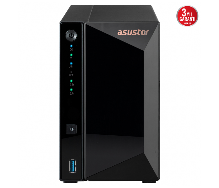 ASUSTOR AS3302T V2, 2Gb DDR4 Ram, 2 Yuvalı (2x20TB Destek), 1x2.5GbE Network, 3xUSB 3.2, Tower NAS (Yedekleme) Cihazı