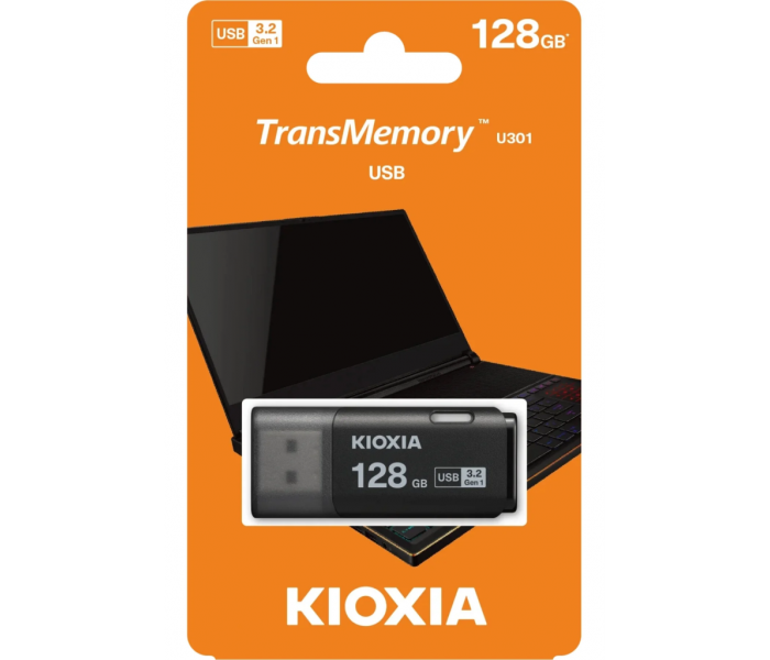 KIOXIA U301K 128GB USB 3.2 Gen1 TransMemory Flash Disk (Siyah)