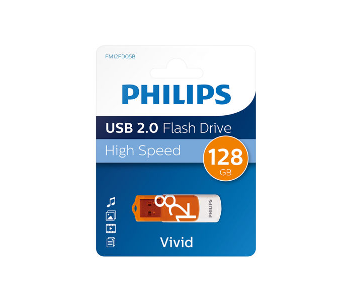 PHILIPS FM12FD05B, 128GB, USB 2.0, Vivid, Turuncu, Flash Disk
