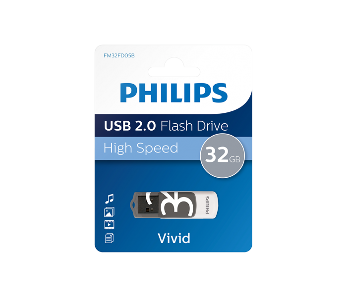 PHILIPS FM32FD05B, 32GB, USB 2.0, Vivid, Gölge Grisi, Flash Disk