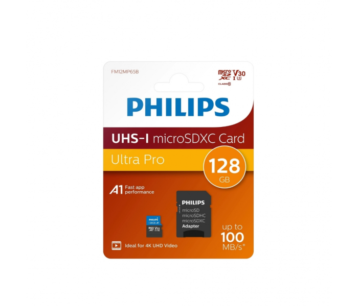 PHILIPS FM12MP65B, 128GB, SDXC, UHS-I, V30, Class10, MicroSD Kart Bellek (SD Adaptörlü)