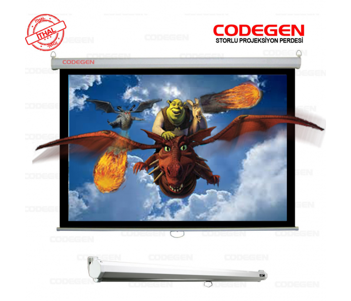 Codegen AX-18 STORLU PROJEKSİYON PERDESİ 180x180 (Arkası Siyah Fonlu - Duvar/Tavan Asılabilir)