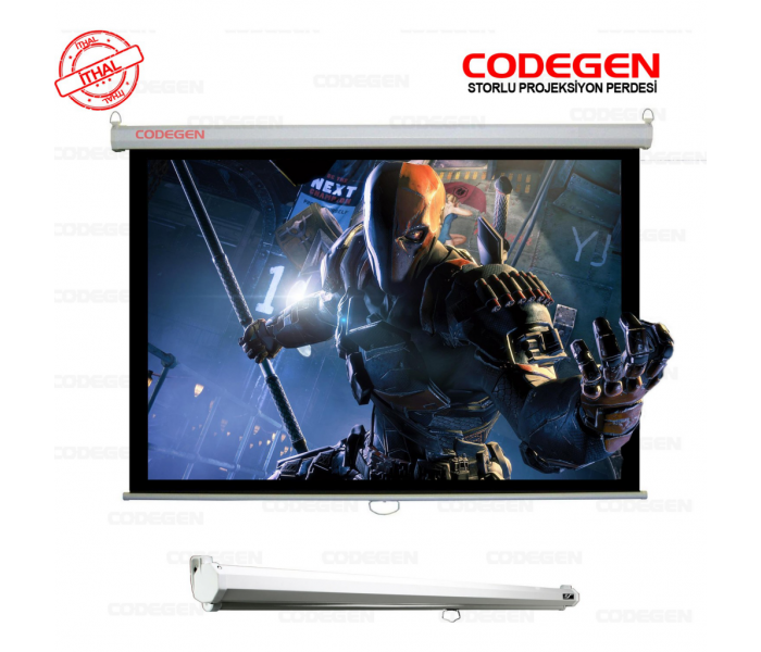Codegen AX-24 STORLU PROJEKSİYON PERDESİ 240x200 (Arkası Siyah Fonlu - Duvar/Tavan Asılabilir)