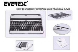 EVEREST (KB-BT60) BLUETOOTH iPAD2 MM STAND VE KABLOSUZ Q SİYAH KLAVYE