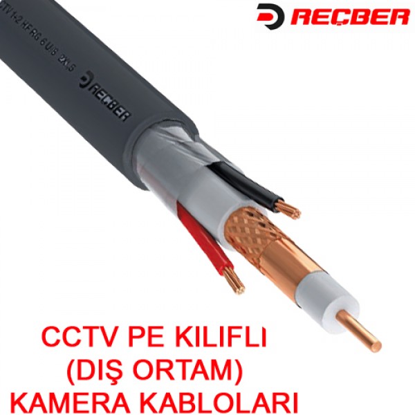 REÇBER (306071) 2+1 RG59 MİNİ 2*0,50 POLİETİLEN DIŞ ORTAM CCTV KABLOSU (500MT.) 