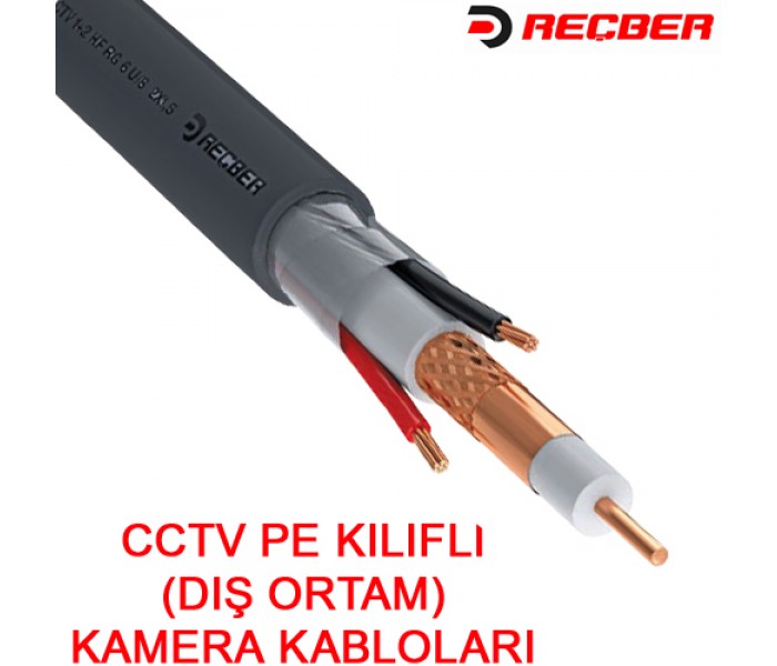 REÇBER (306071) 2+1 RG59 MİNİ 2*0,50 POLİETİLEN DIŞ ORTAM CCTV KABLOSU (500MT.) 