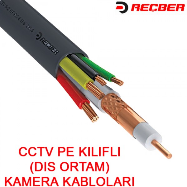 REÇBER (306072) 4+1 POLİETİLEN RG59 MİNİ+2*0,5+2*0,22 DIŞ ORTAM CCTV KABLOSU (100MT.) 
