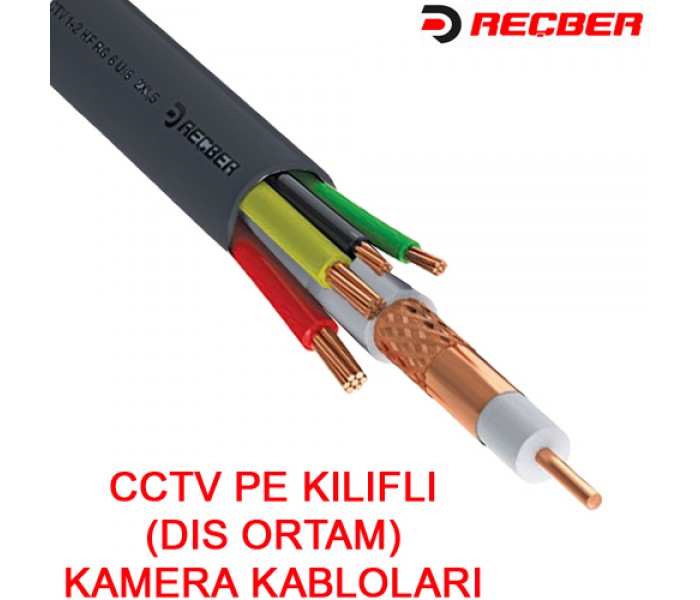 REÇBER (306072) 4+1 POLİETİLEN RG59 MİNİ+2*0,5+2*0,22 DIŞ ORTAM CCTV KABLOSU (100MT.) 