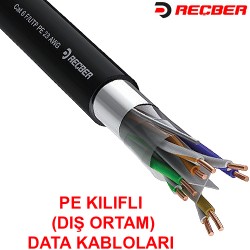 REÇBER (506025) SL400 U23 CAT6 U/UTP 23AWG POLIETILEN SİYAH DIŞ ORTAM SAF BAKIR KABLO (500MT.)