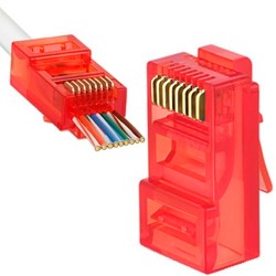 FREELINK (E26740) KIRMIZI RJ45 (8P/8C) CAT6 EZ MODÜLER PLUG (PAKET 100 ADET) 