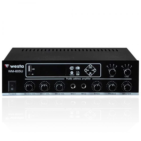 WESTA (WM-605U) 100W 2 BÖLGELİ USB/BLOETOOT, KUMANDALI ANFİ TARFOLU