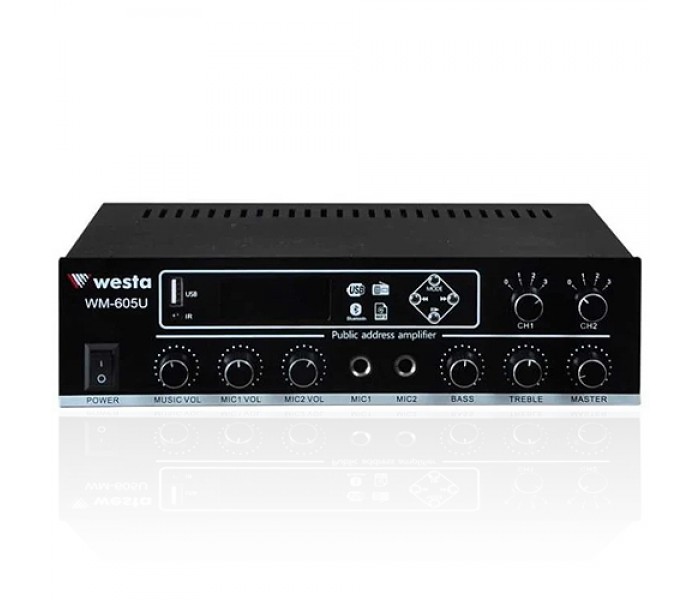 WESTA (WM-605U) 100W 2 BÖLGELİ USB/BLOETOOT, KUMANDALI ANFİ TARFOLU