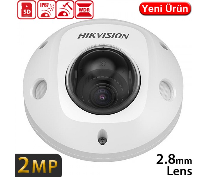HIKVISION (DS-2XM6726G1-ID) 2MP 2.8 LENS DAHİLİ MİKR. 256GB MİKRO SD,120DB WDR IP DOME KAMERA 10MT