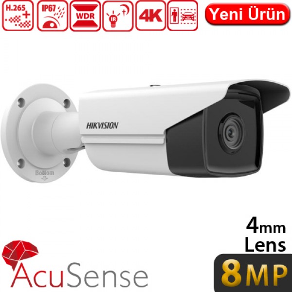 HIKVISION (DS-2CD2T83G2-4I) 8MP 4MM IP67 ACUSENSE 120DB WDR 256GB SD BULLET KAMERA