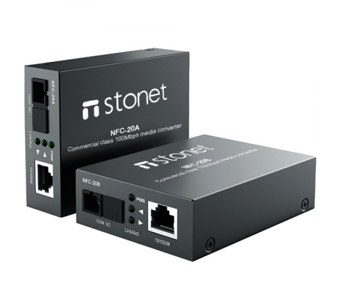STONET (NFC20A/NFC20B) F/O CONVERTER 10/100 MBPS SC SM TEK CORE 20KM (TAKIM FİYATIDIR)