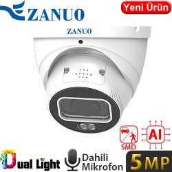 ZANUO (ZN-IPC-E3511M-AS-L-2.8MM) 5MP 2.8MM DUAL LIGHT+SMD+YAPAY ZEKA IP67 DAH.MİK.128GB DOME KAM.40M