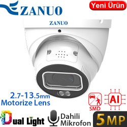 ZANUO (ZN-IPC-E3511M-ZAS-L) 5MP 2.8-13.5MM DUAL LIGHT+SMD+YAPAY ZEKA IP67 DAH.MİK.128GB DOME KAM.40M