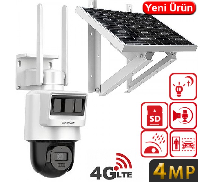 HIKVISION (DS-2DE2C400IWG-K/4G/C05S10) 4MP IR 4G 512GB SOLAR GÜNEŞ ENERJİ DESTEKLİ IP PT KAMERA