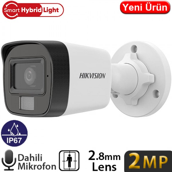 HIKVISION (DS-2CD1021G2-LIUF) 2MP 2,8MM SMART HYBRİD LİGHT FEXED IR BULLET KAMERA 20MT SESLİ