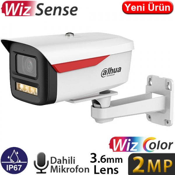 DAHUA (IPC-HFW2249M-S-B-PRO) 2MP 3.6MM IP67 WIZCOLOR DAH.MİK.AKILLI ÇİF IŞIKLI SMD BULLET IP 50MT