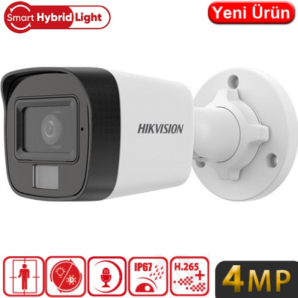HIKVISION (DS-2CD1041G2-LIUF) 4MP 2,8MM SMART HYBRIT LIGTH SESLİ POE IR BULLET KAMERA 20MT