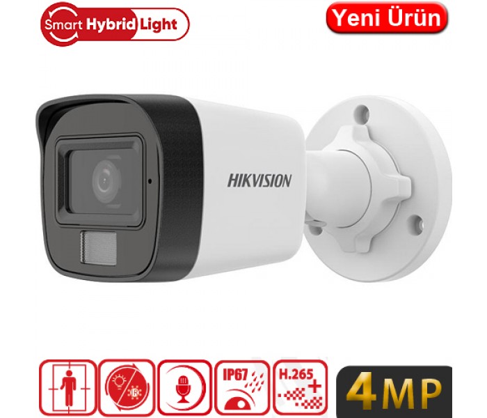HIKVISION (DS-2CD1041G2-LIUF) 4MP 2,8MM SMART HYBRIT LIGTH SESLİ POE IR BULLET KAMERA 20MT
