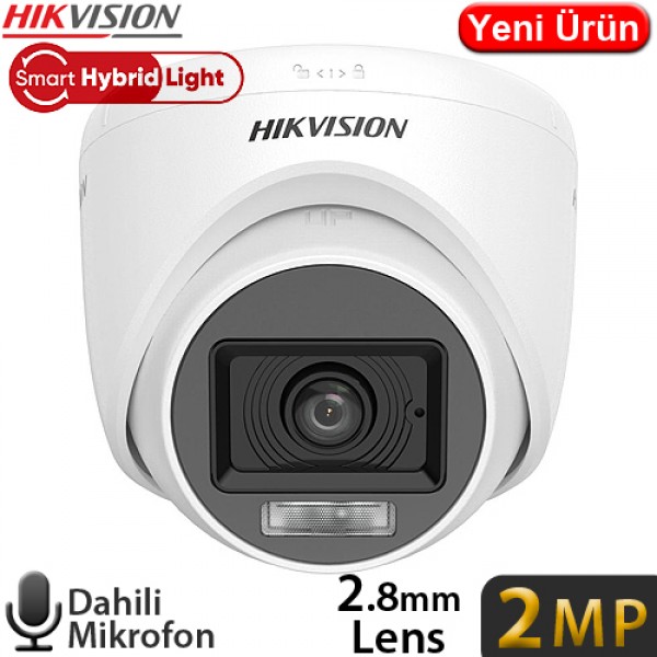 HIKVISION (DS-2CE76D0T-LPFS) 2MP 2.8MM LENS 1080P HD-TVI SMART HYDBRID LIGH IR DOME KAMERA-20MT. 