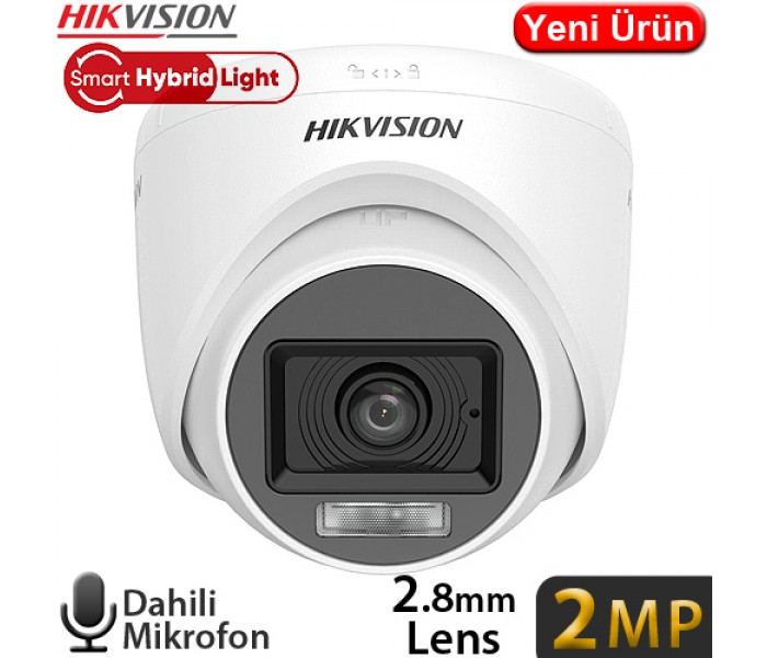 HIKVISION (DS-2CE76D0T-LPFS) 2MP 2.8MM LENS 1080P HD-TVI SMART HYDBRID LIGH IR DOME KAMERA-20MT. 