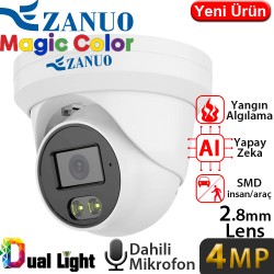 ZANUO (ZN-IPC-E2412C-S2-L-2.8MM) 4MP 2.8MM MAGİC COLOR IP67 DAH.MİK.128GB SD WDR SMD DOME KAM40M