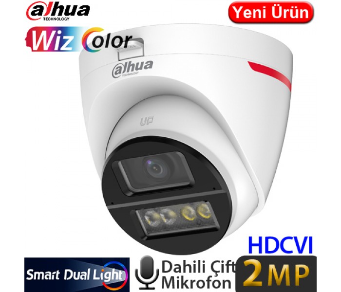 DAHUA (HAC-HDW1249X-IL-A-PRO-0280B-DIP) 2MP 2.8MM LENS 1080P WIZCOLOR IP67 IR HDCVI DOME KAMERA-50MT