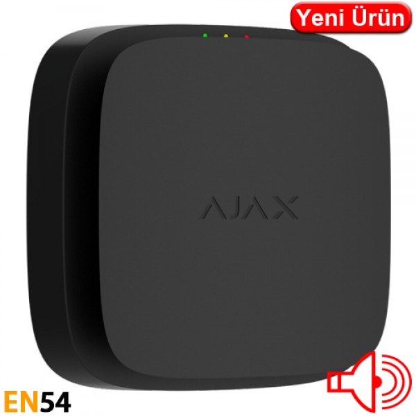 AJAX (AJX 119920.BL) KABLOSUZ DUMAN/SİREN DEDEKTÖRÜ EN54 BELGELİ SİYAH