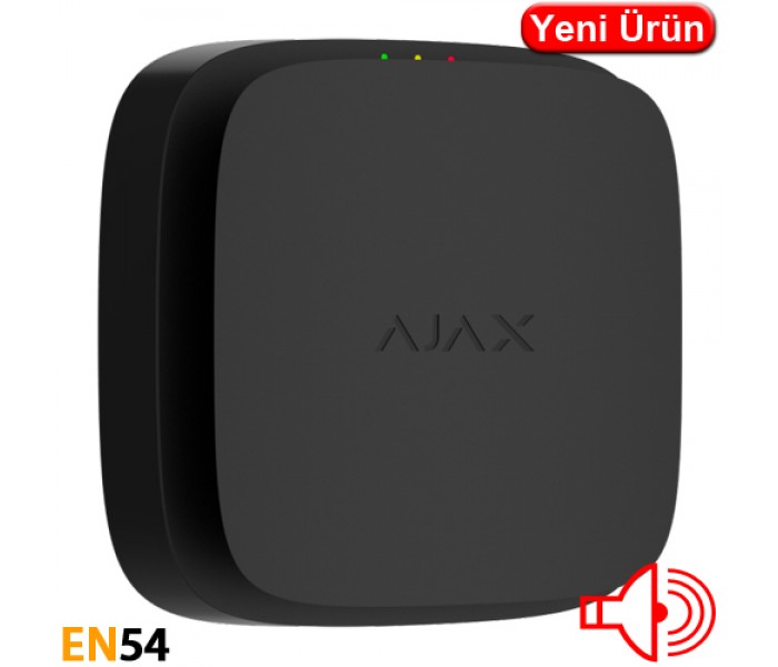 AJAX (AJX 119920.BL) KABLOSUZ DUMAN/SİREN DEDEKTÖRÜ EN54 BELGELİ SİYAH