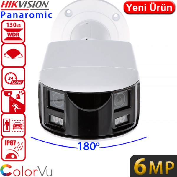 HIKVISION (DS-2CD2T67G2P-LSU/SL) 6MP PANORAMIC ACUSENSE BULLET KAMERA 40MT