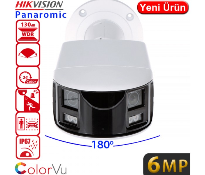 HIKVISION (DS-2CD2T67G2P-LSU/SL) 6MP PANORAMIC ACUSENSE BULLET KAMERA 40MT