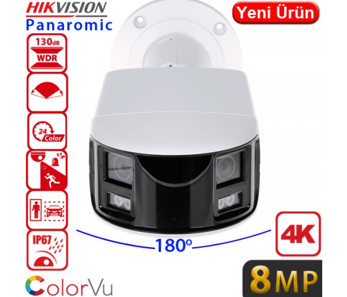 HIKVISION (DS-2CD2T87G2P-LSU/SL) 8MP PANORAMIC ACUSENSE BULLET KAMERA 40MT