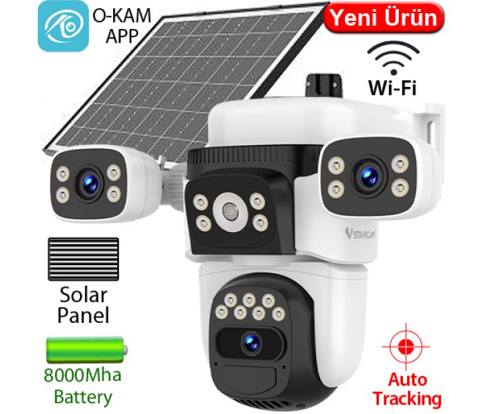 VSTARCAM (CB621SR-WIFI) 3x2MP 4MM WIFI ÇİFT YÖNLÜ KONUŞMA İNSAN TAKİBİ 8000MAH 256GB SD SOLAR KAMERA