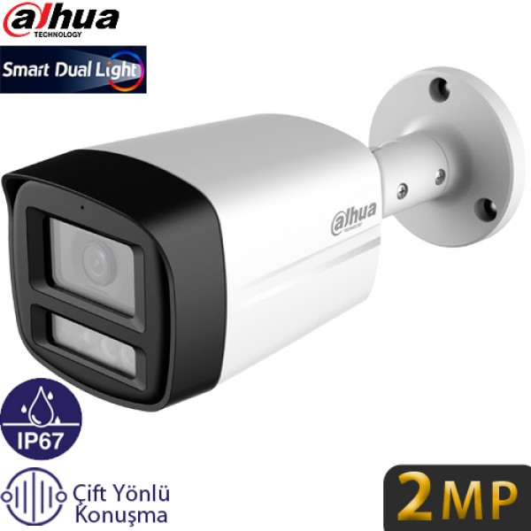 DAHUA (HAC-HFW1200TLM-IL-T-DIP) 2MP 3,6MM ÇİFT YÖNLÜ KONUŞMA IP67 BULLET HDTVI KAMERA 40MT