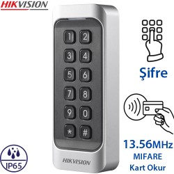 HIKVISION (DS-K1107AMK) MIFARE DESTEKLİ WIEGAND (W26/W34) ÖZELLİKLİ TUŞLU TEMASSIZ KART OKUYUCU IP65