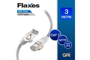 FLAXES FNK-703G CAT7 PATCH KABLO 3 METRE GRİ