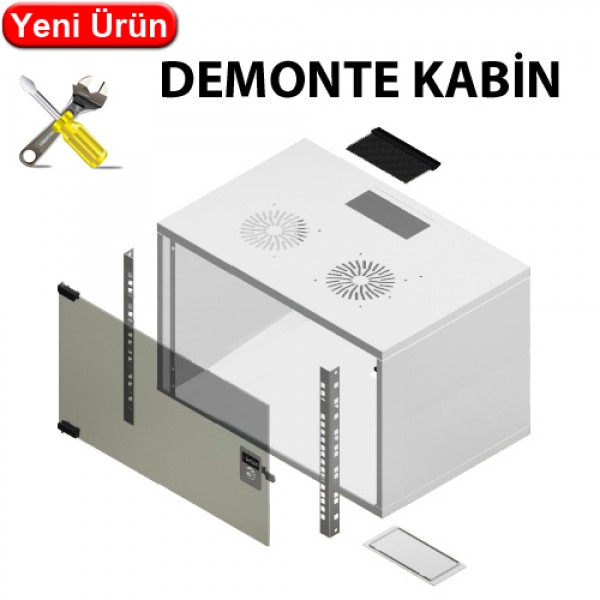FREELINK (U1104) 9U W=600 D=600mm DEMONTE DUVAR TİP BEYAZ KABİN 
